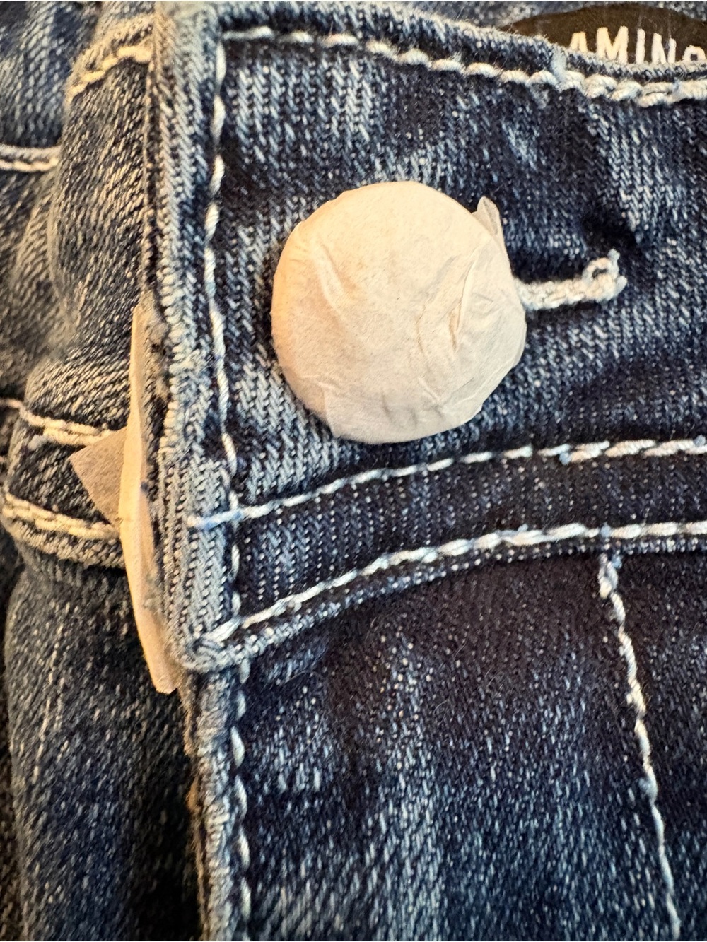 Women’s Distressed Dark Blue Denim Jean Shorts with Embroidered Back Pockets - Picture 7 of 14